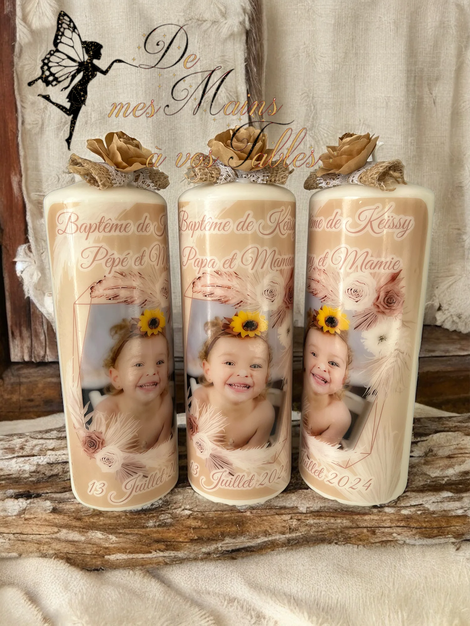 Bougie pilier Boho