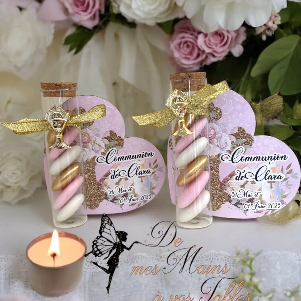 Communion camaïeu rose