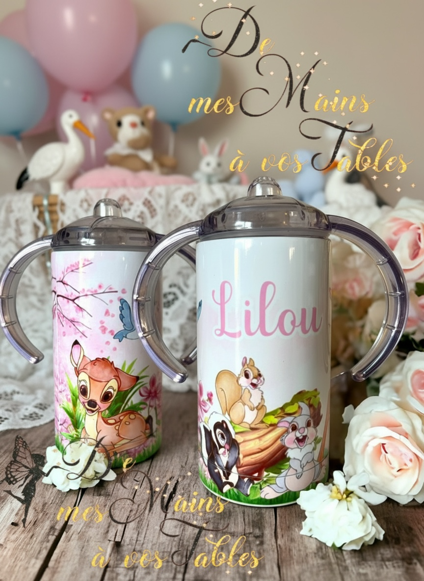 Gobelet apprentissage Bambi rose