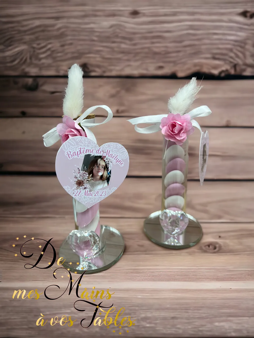 Tube en verre cœur Boho