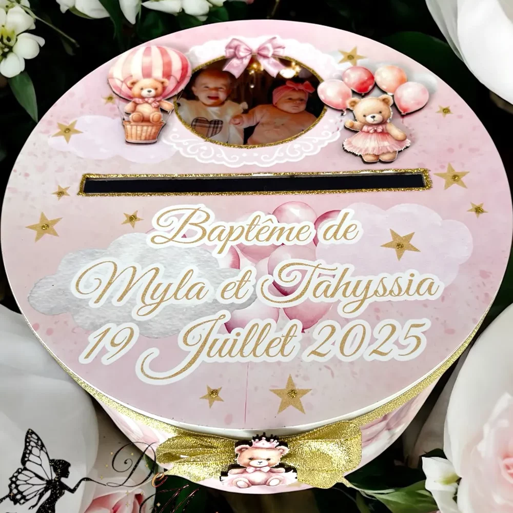 Urne ronde Ourson rose