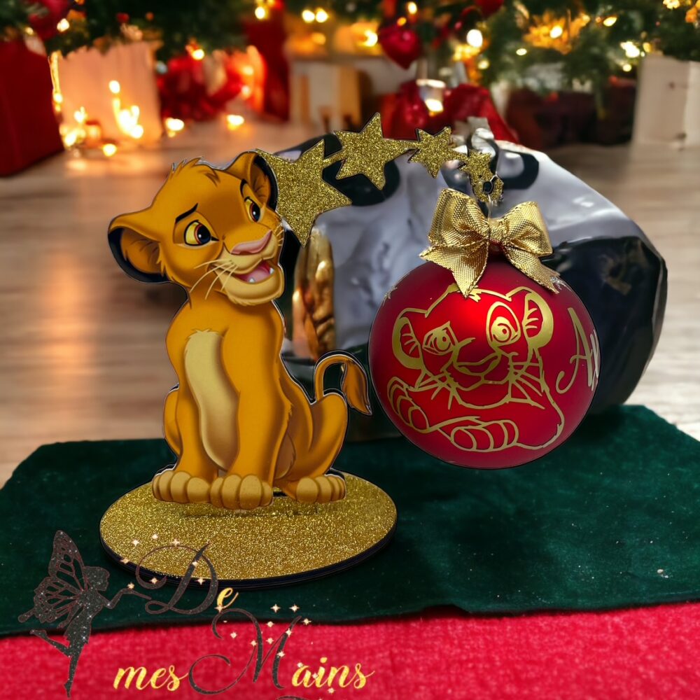 Boule de Noël en verre couleur personnalisée simba roi lion