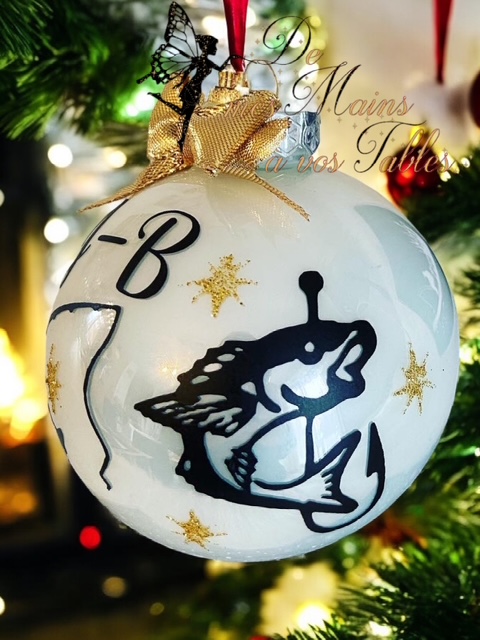 Boule de Noël en verre couleur personnalisée pêcheur