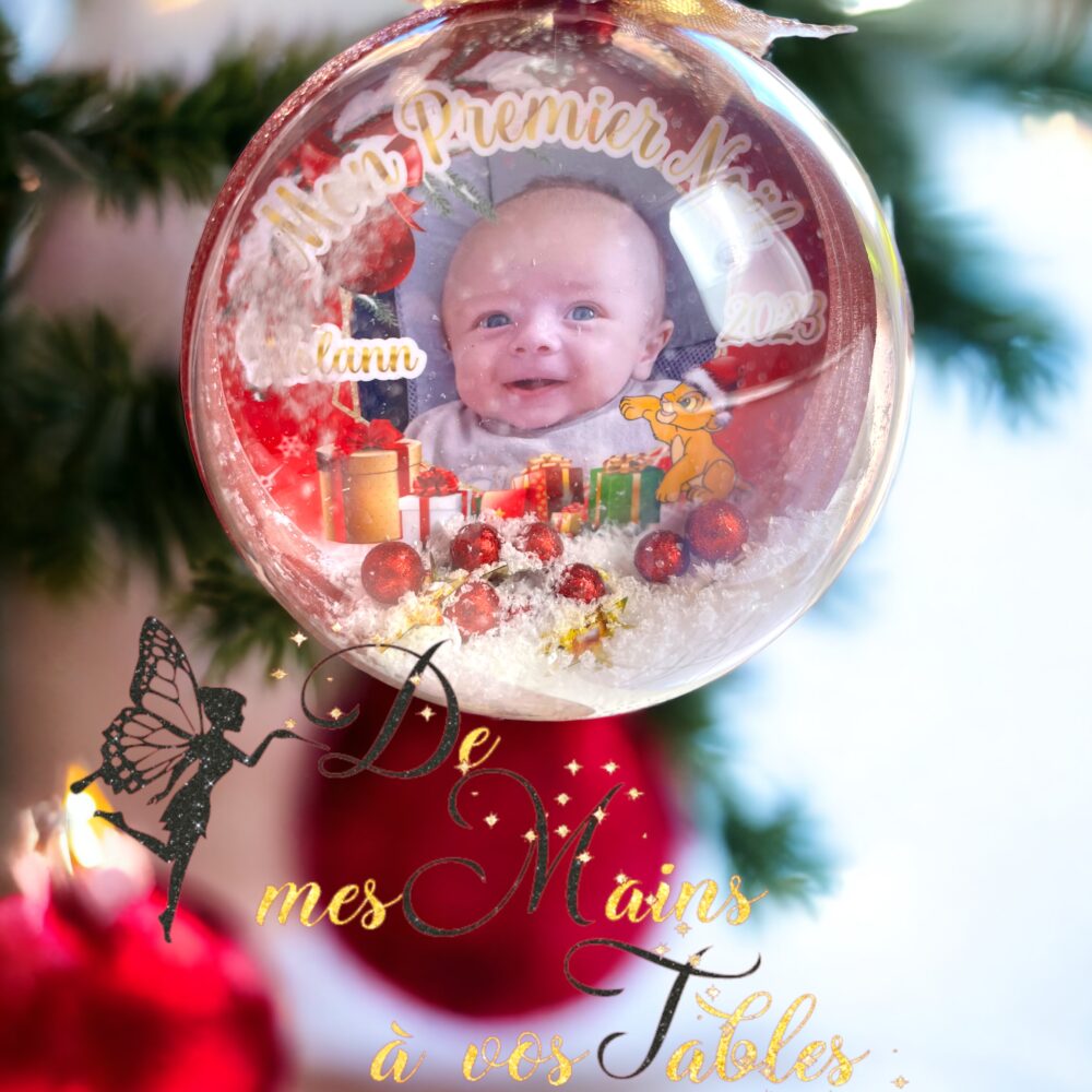 Boule de Noël en plexi personnalisée simba roi lion