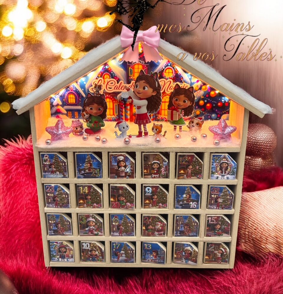 Calendrier de l’Avent en bois et LED personnalisé Gabby