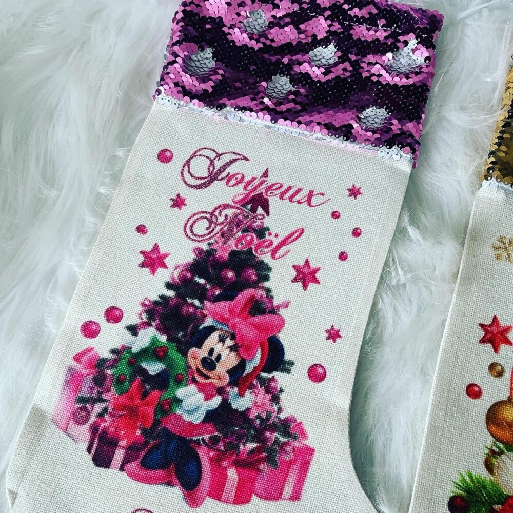 Chaussette de Noël personnalisée Minnie rose