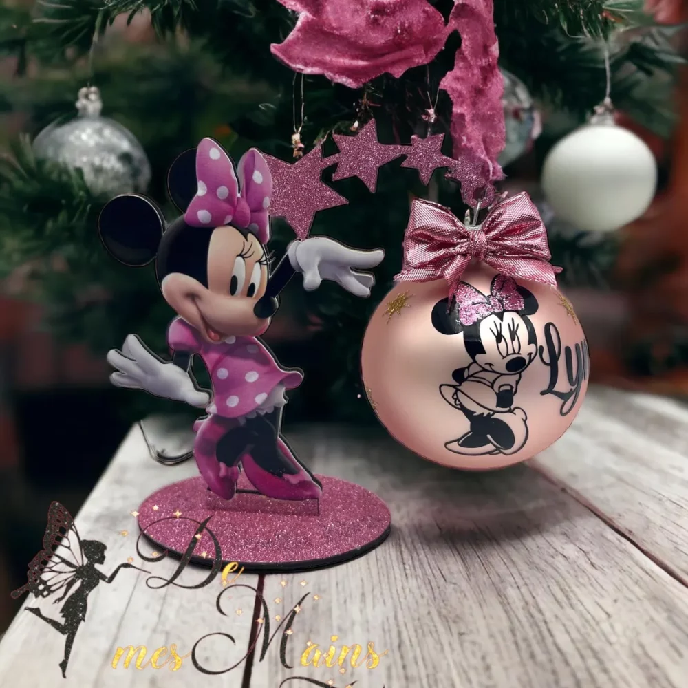 Boule de Noël en verre couleur personnalisée Minnie