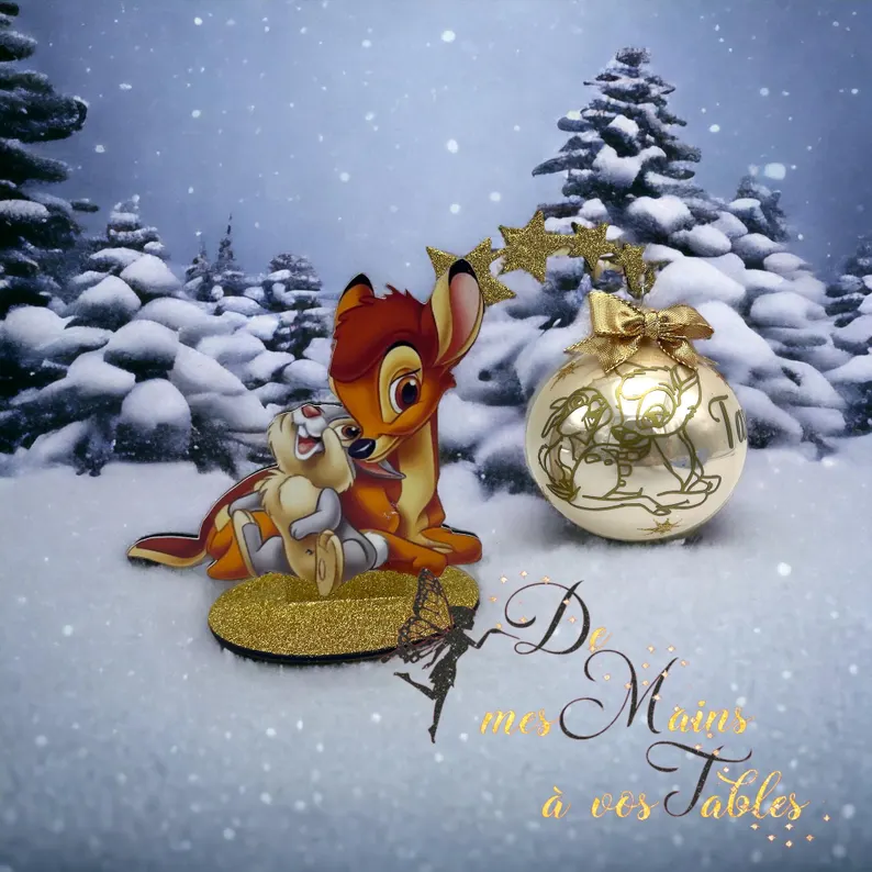 Boule de Noël en verre couleur personnalisée Bambi