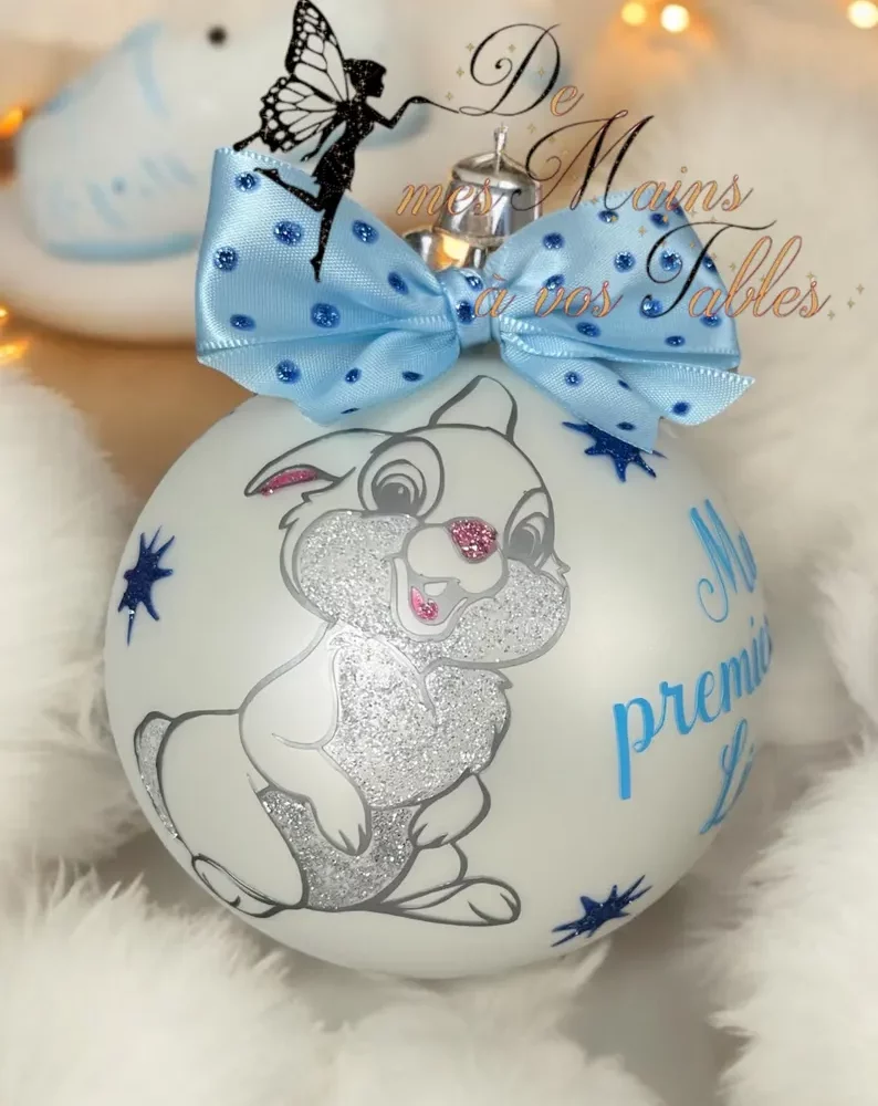 Boule de Noël en verre couleur personnalisée Panpan