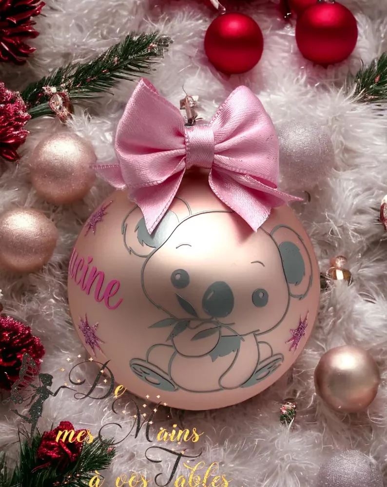 Boule de Noël en verre couleur personnalisée Koala