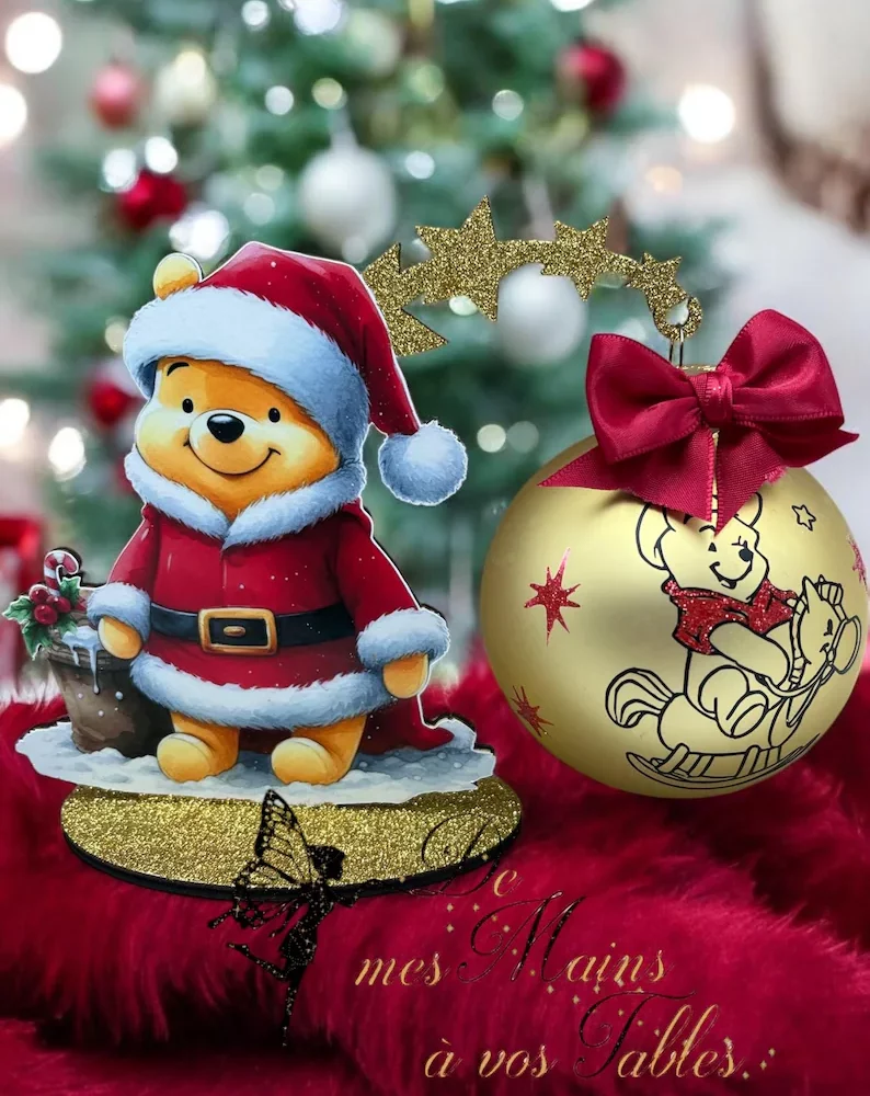 Boule de Noël en verre couleur personnalisée Winnie l'ourson