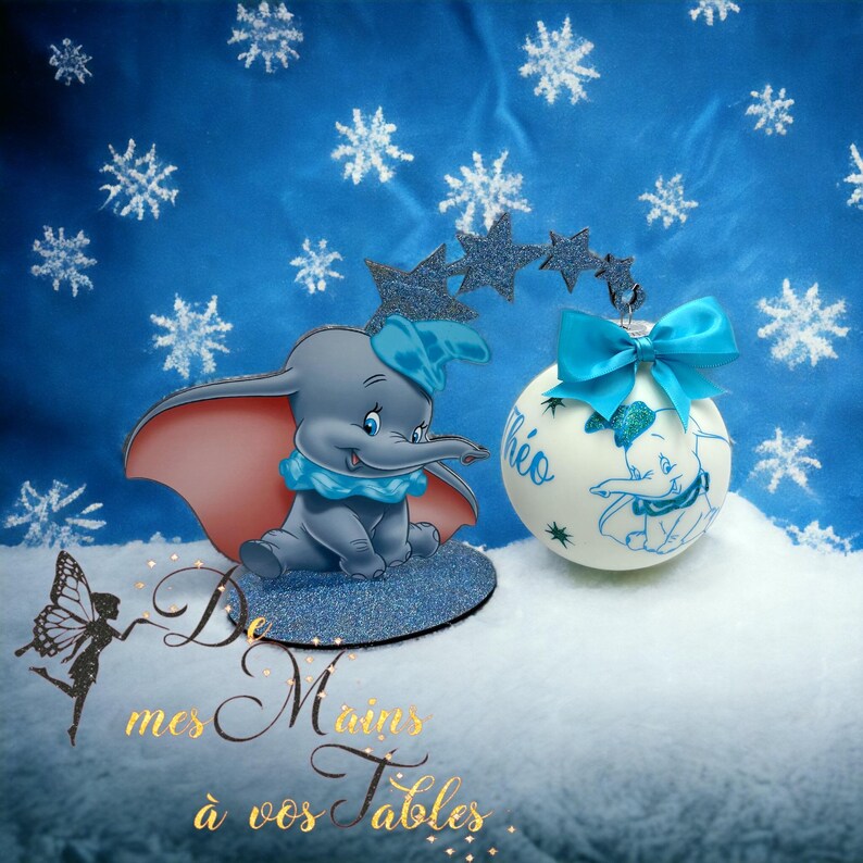 Boule de Noël en verre couleur personnalisée Dumbo