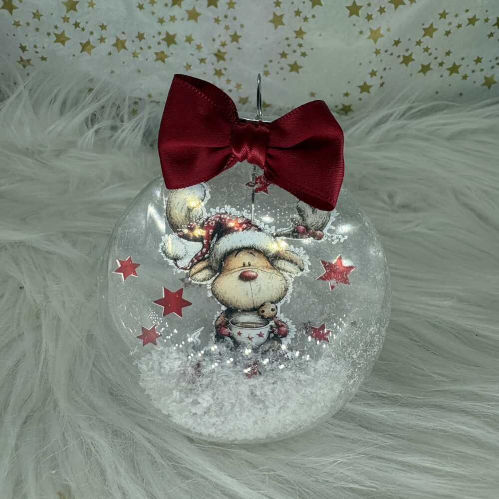 Boule de noël en verre personnage caribou 1
