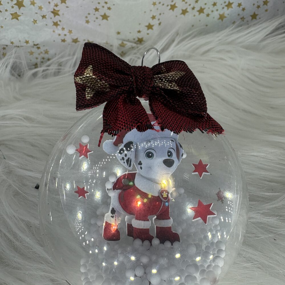 Boule de noël en verre personnage pat patrouille marcus