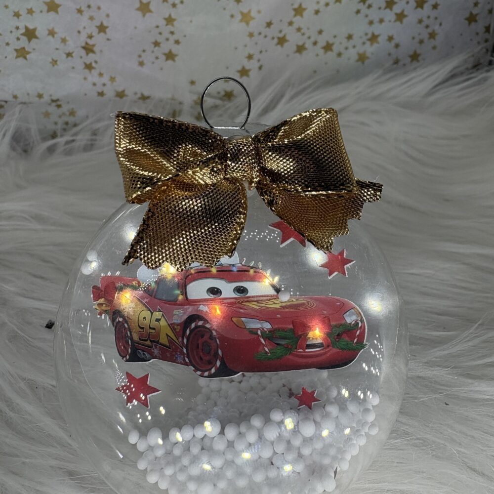 Boule de noël en verre personnage cars