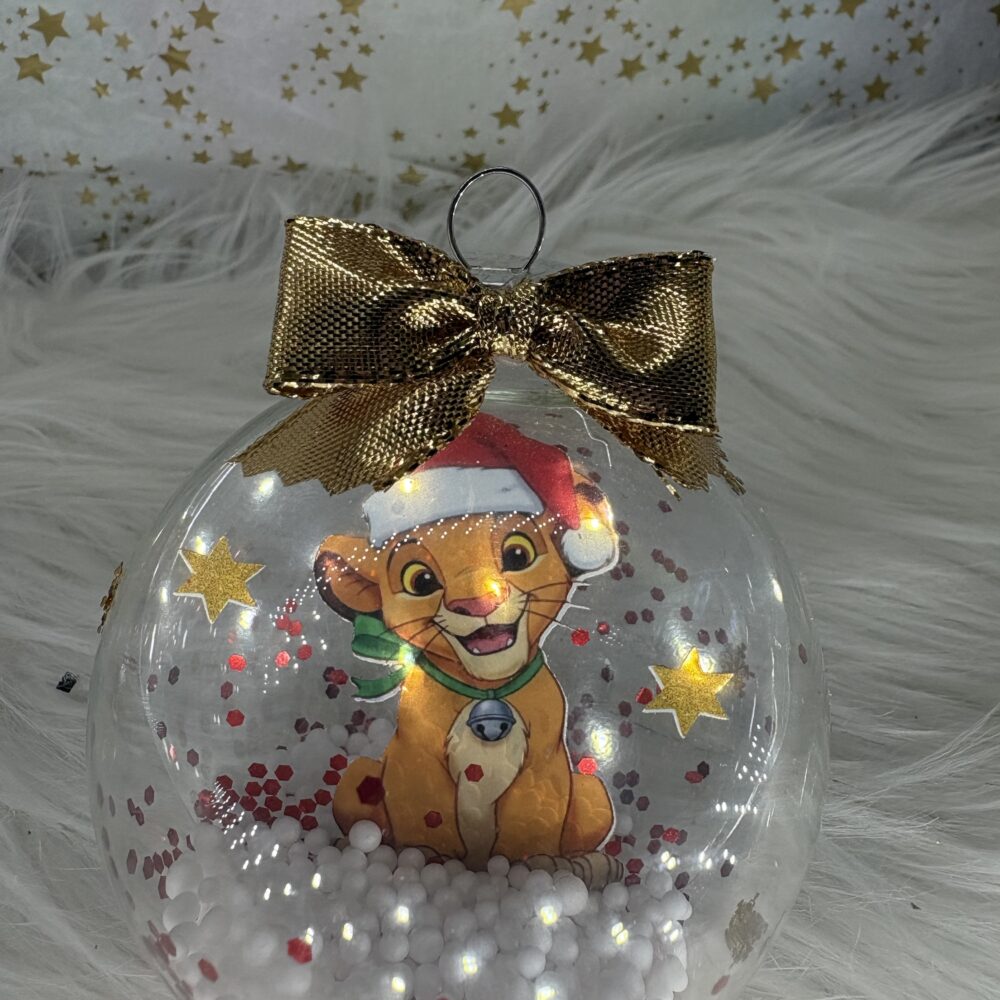 Boule de noël en verre personnage Simba roi lion