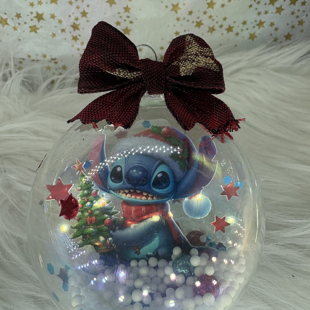 Boule de noël en verre personnage Stitch