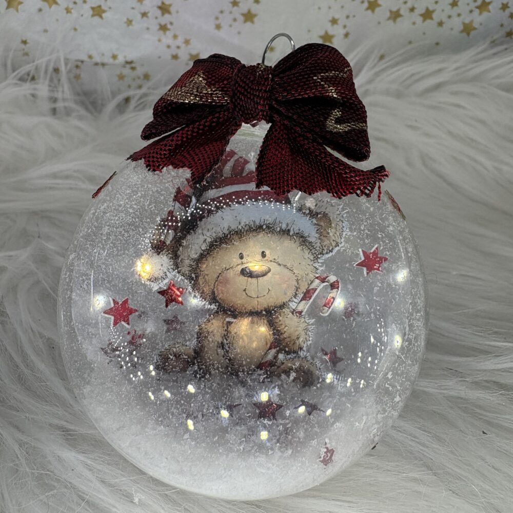Boule de noël en verre personnage ourson