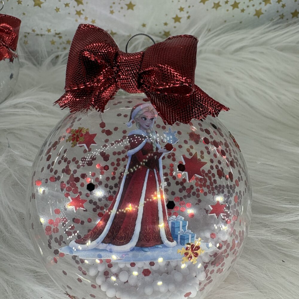 Boule de noël en verre personnage Elsa reine des neiges