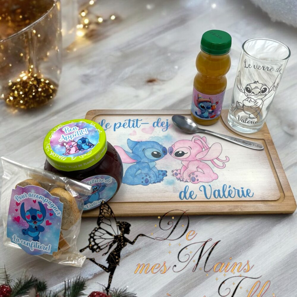 Plateau repas personnalisé stitch et Angel