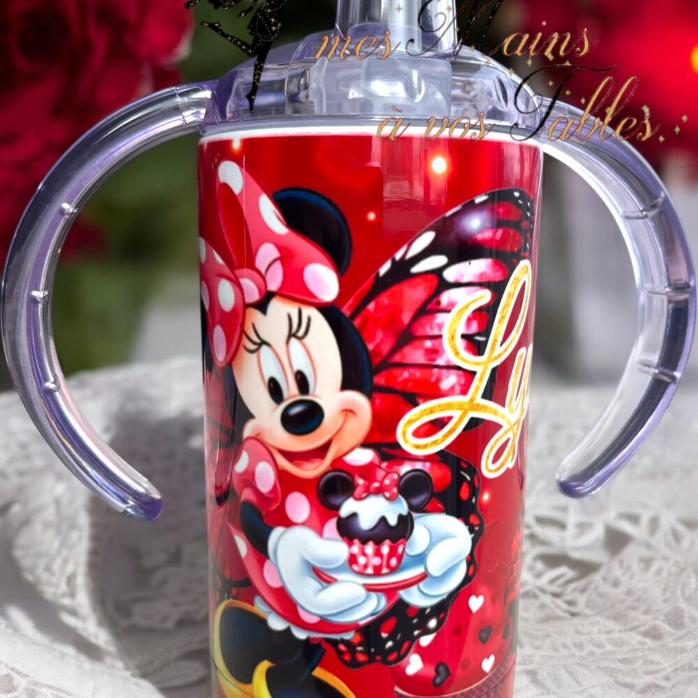 Gobelet d'apprentissage isotherme personnalisé Minnie rouge