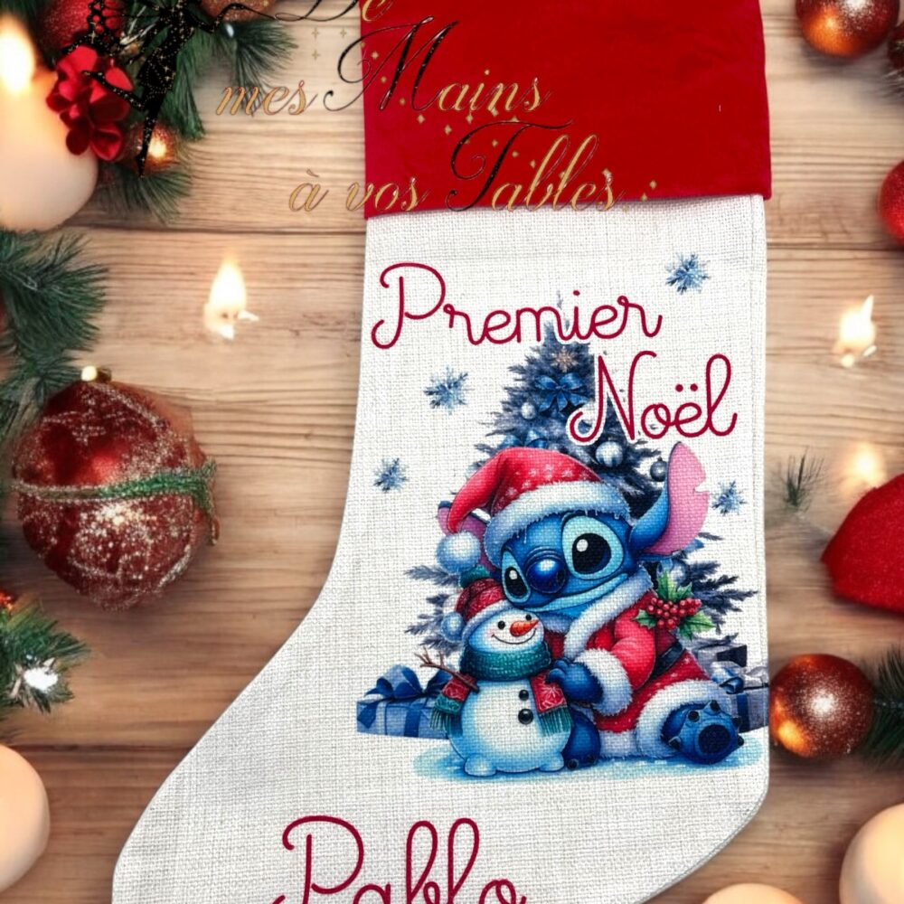 Chaussette de Noël personnalisée Stitch Noël