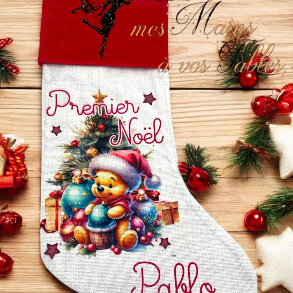 Chaussette de Noël personnalisée Winnie l’ourson