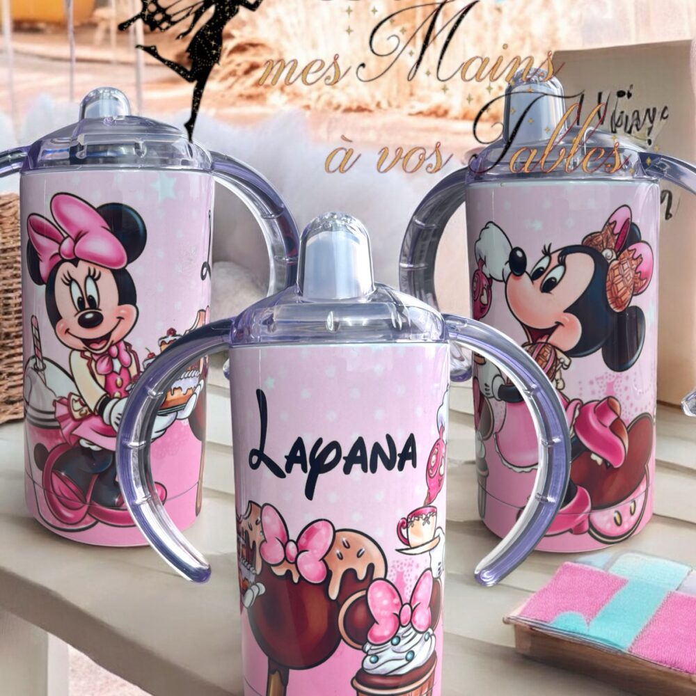 Gobelet d'apprentissage isotherme personnalisé Minnie rose