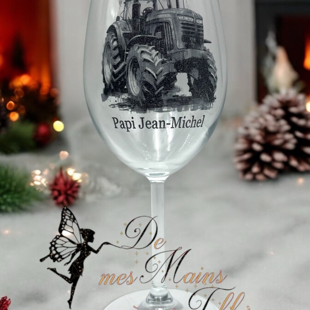 Verre gravé personnalisé tracteur