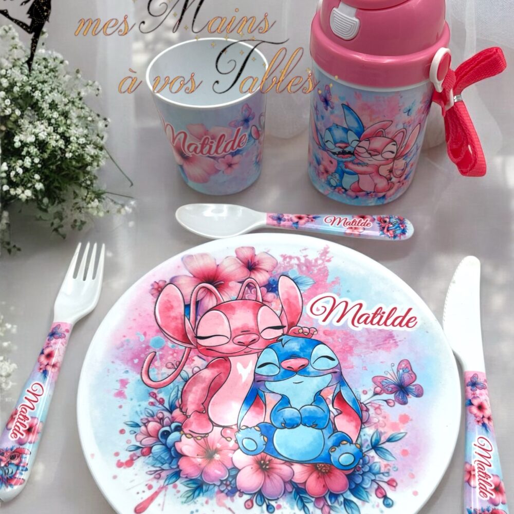 Kit repas incassable personnalisé Stitch et Angel 1