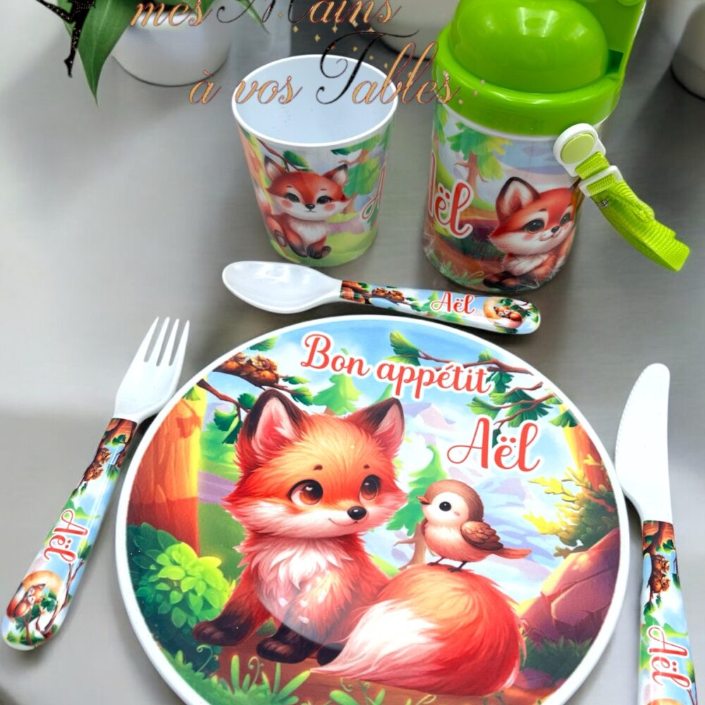 Kit repas incassable personnalisé renard