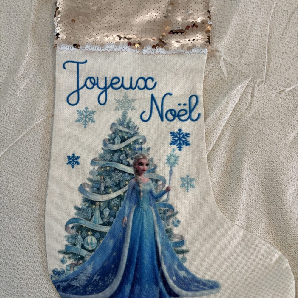 Chaussette de Noël personnalisée reine des neiges