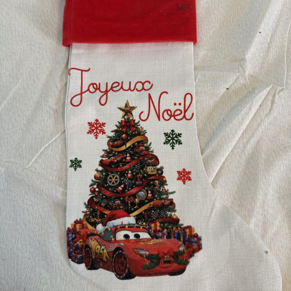Chaussette de Noël personnalisée cars