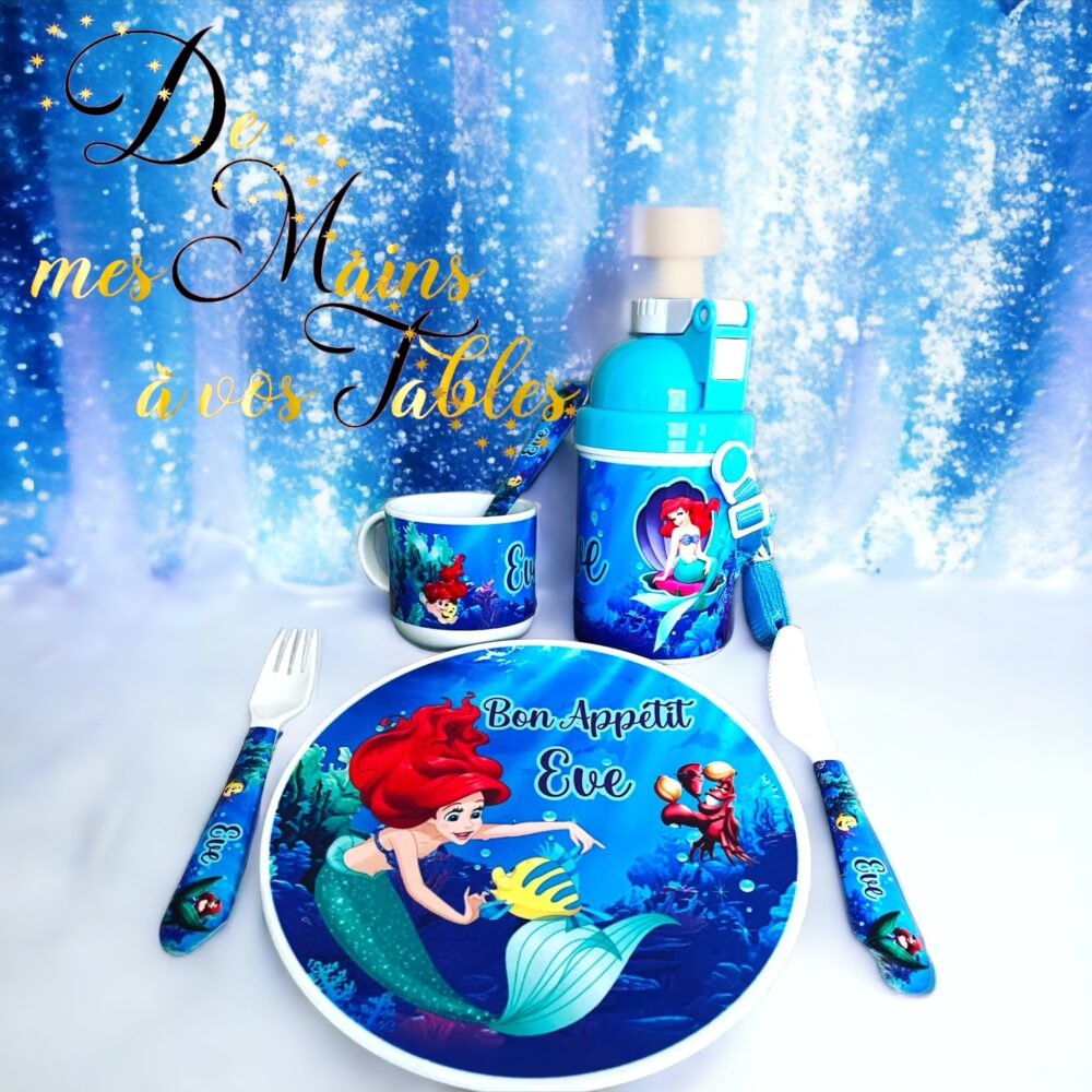 Kit repas incassable personnalisé petite sirène ariel