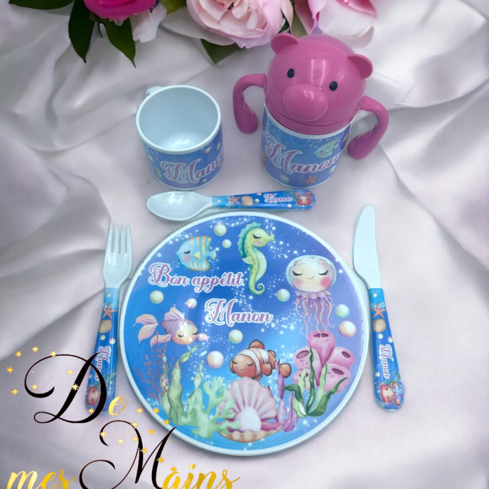 Kit repas incassable personnalisé marin poisson