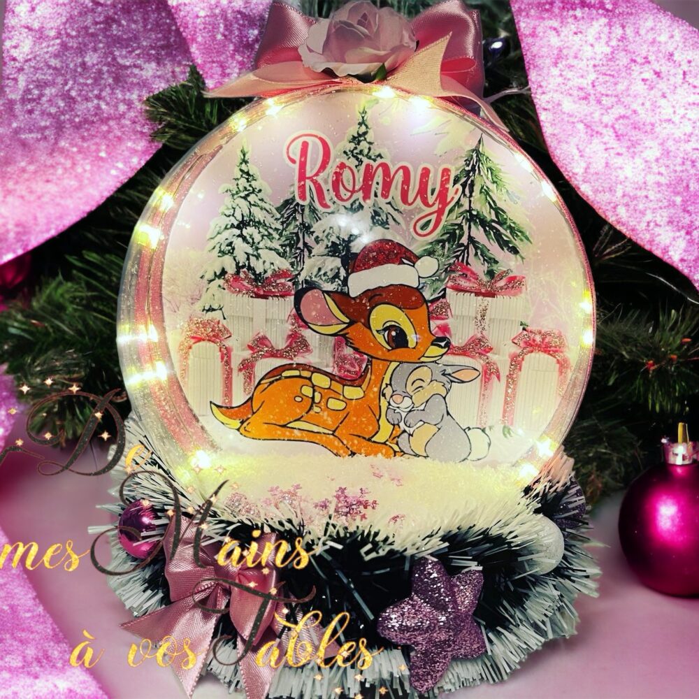Boule de Noël plexi personnalisée Led Bambi