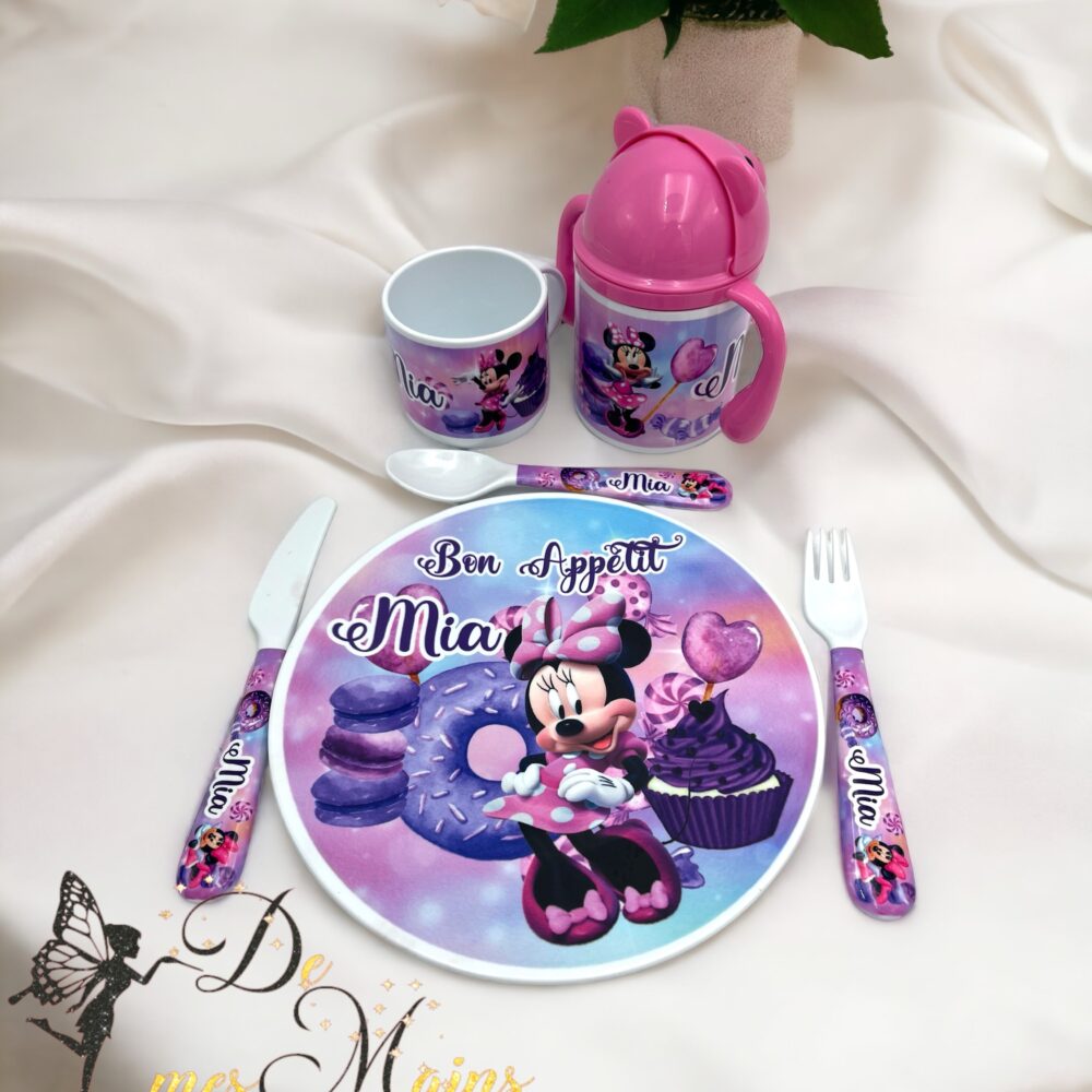 Kit repas incassable personnalisé Minnie violet