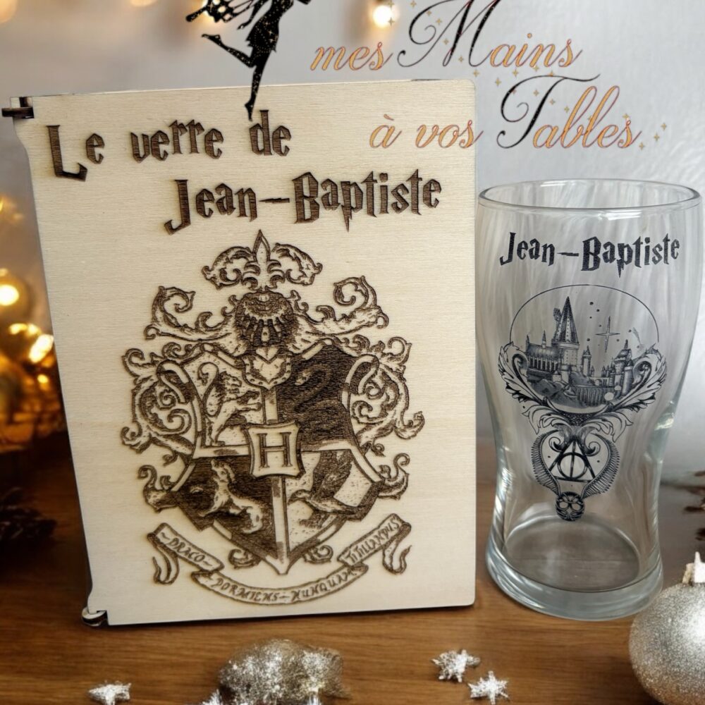 Coffret et Verre gravés personnalisé Harry Potter