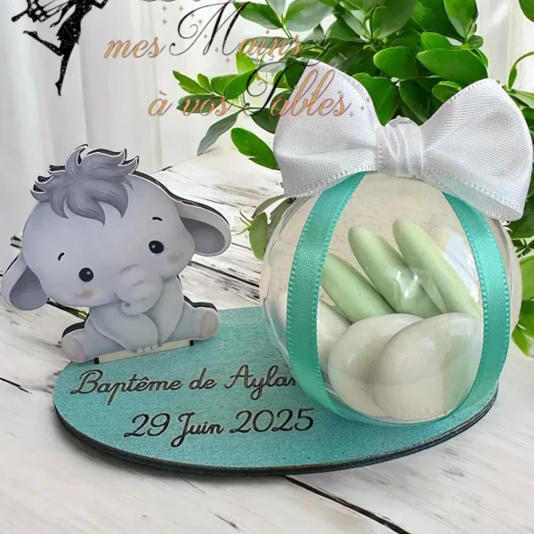 Boule plexi et bois éléphant