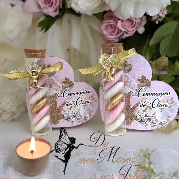 Communion camaïeu rose