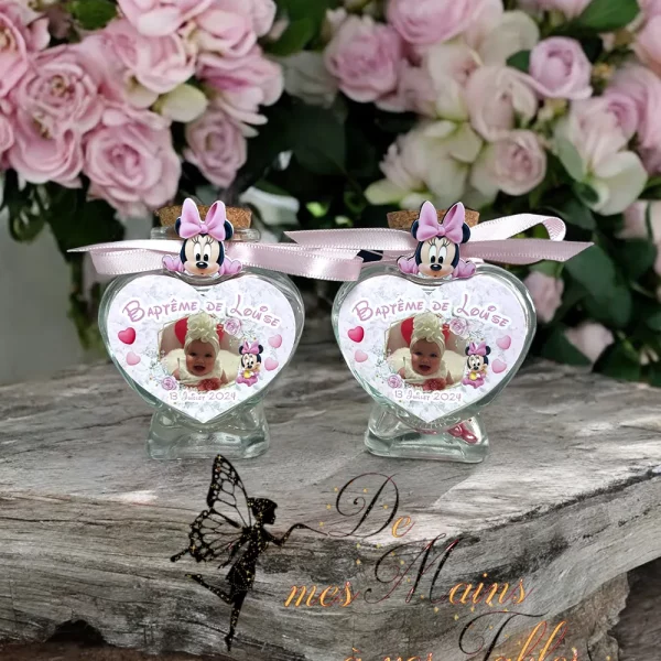 Contenant dragées cœur en verre
