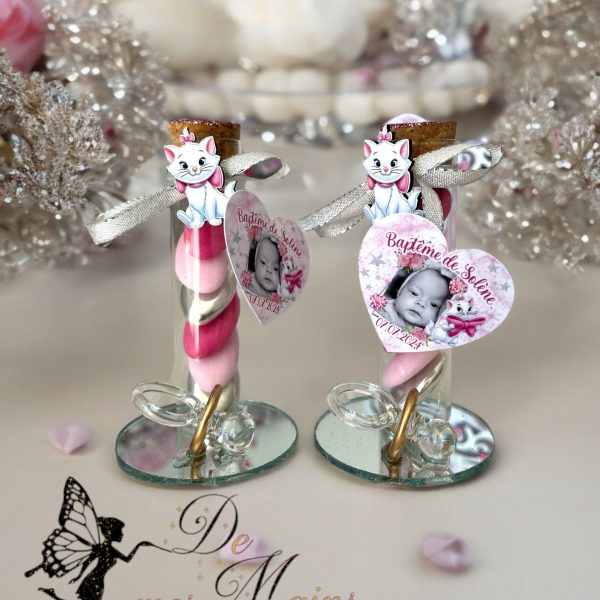 Tube en verre tétine dragées Marie Aristochats